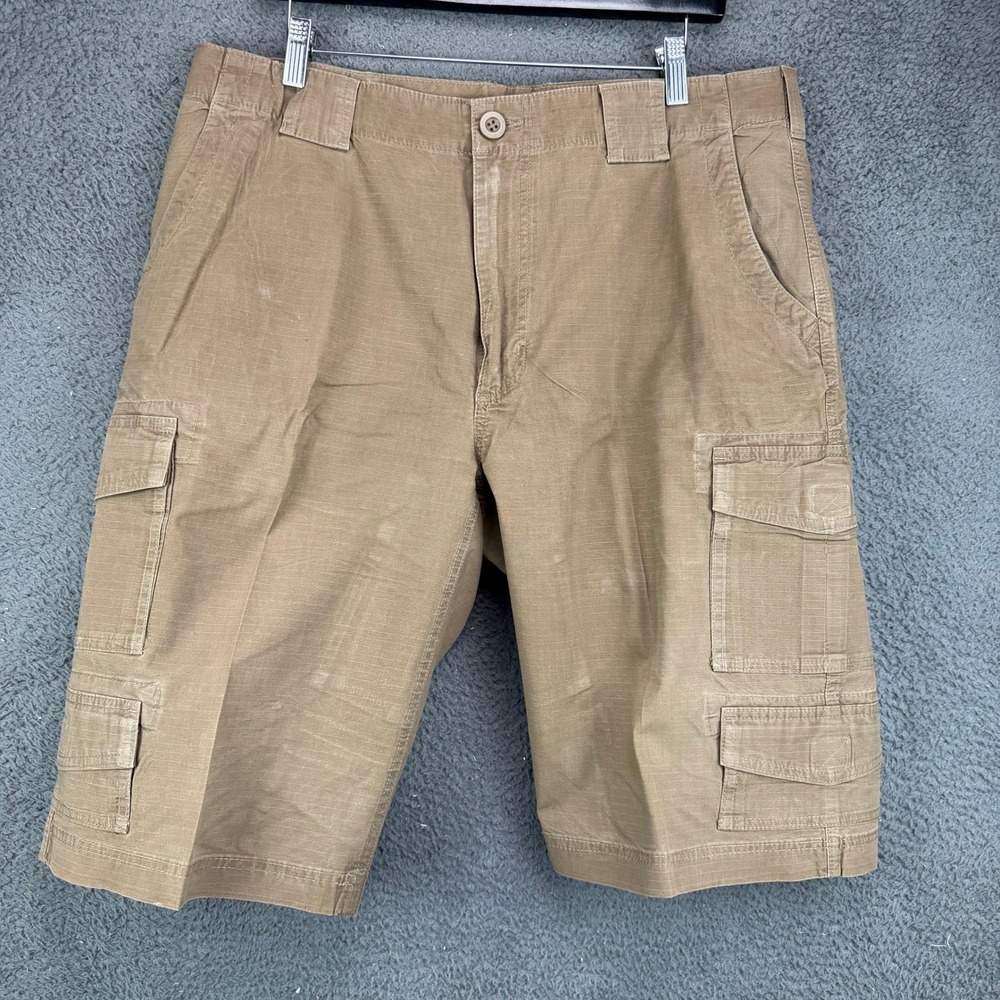 Roundtree & Yorke Casuals Mens 36 Brown Ripstop Cargo Shorts Utility Tactical